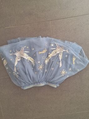Mini Boden Light Blue Tulle Skirt with Gold Sequin Harry Potter Hippograff Skirt